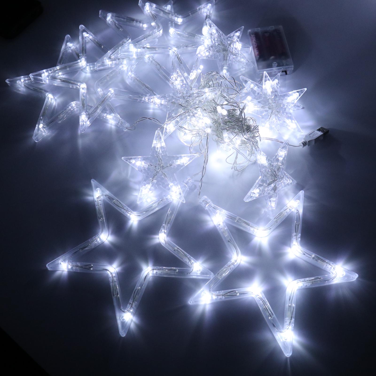 Гирлянда-штора Звезды на барейках и USB Xmas 3х1 м Белый (4507312) - фото 8 Гирлянда-штора Звезды на барейках и USB Xmas 3х1 м Белый (4507312) - фото 8