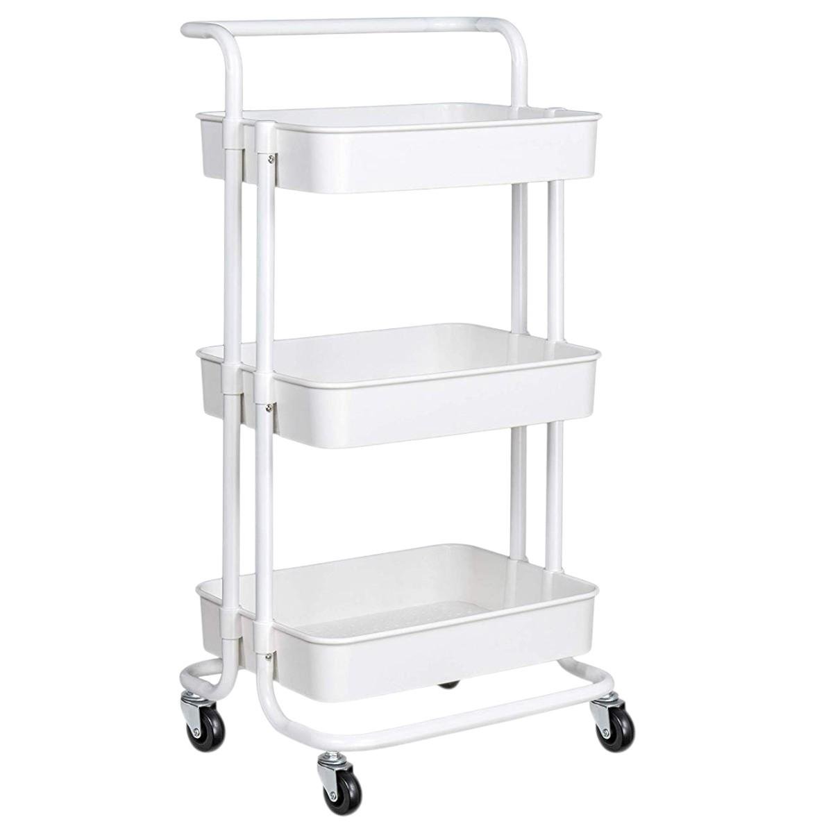 Етажерка на колесах Modern Home Comfort 3 яруса 41х39х86 см Білий (WW01355-W) Етажерка на колесах Modern Home Comfort 3 яруса 41х39х86 см Білий (WW01355-W)