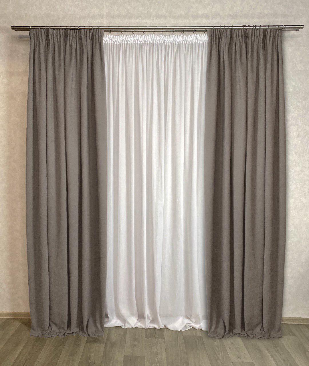 Комплект штор Diamond микровелюр 200х280 см 2 шт. Серо-бежевый (1403-710-200-280) - фото 1 Комплект штор Diamond микровелюр 200х280 см 2 шт. Серо-бежевый (1403-710-200-280) - фото 1