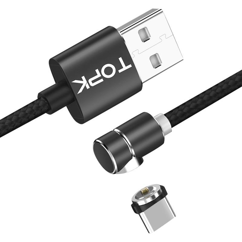 Кабель магнітний USB Type-C Topk для зарядки телефону 1 м Чорний