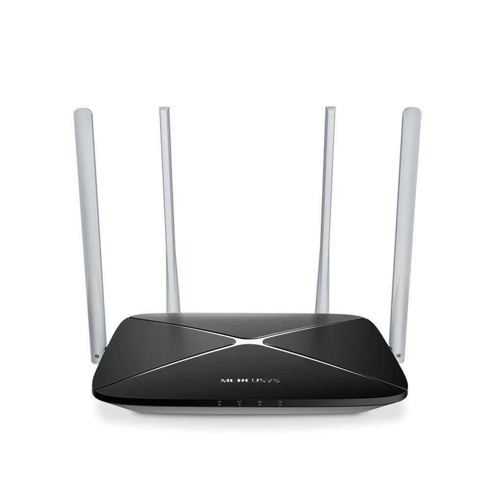 Wi-Fi-роутер двухдиапазонный Mercusys AC12 V1 AC1200 до 300+867 Мбит/сек Ethernet 10/100 Мбит/сек Black (150243)