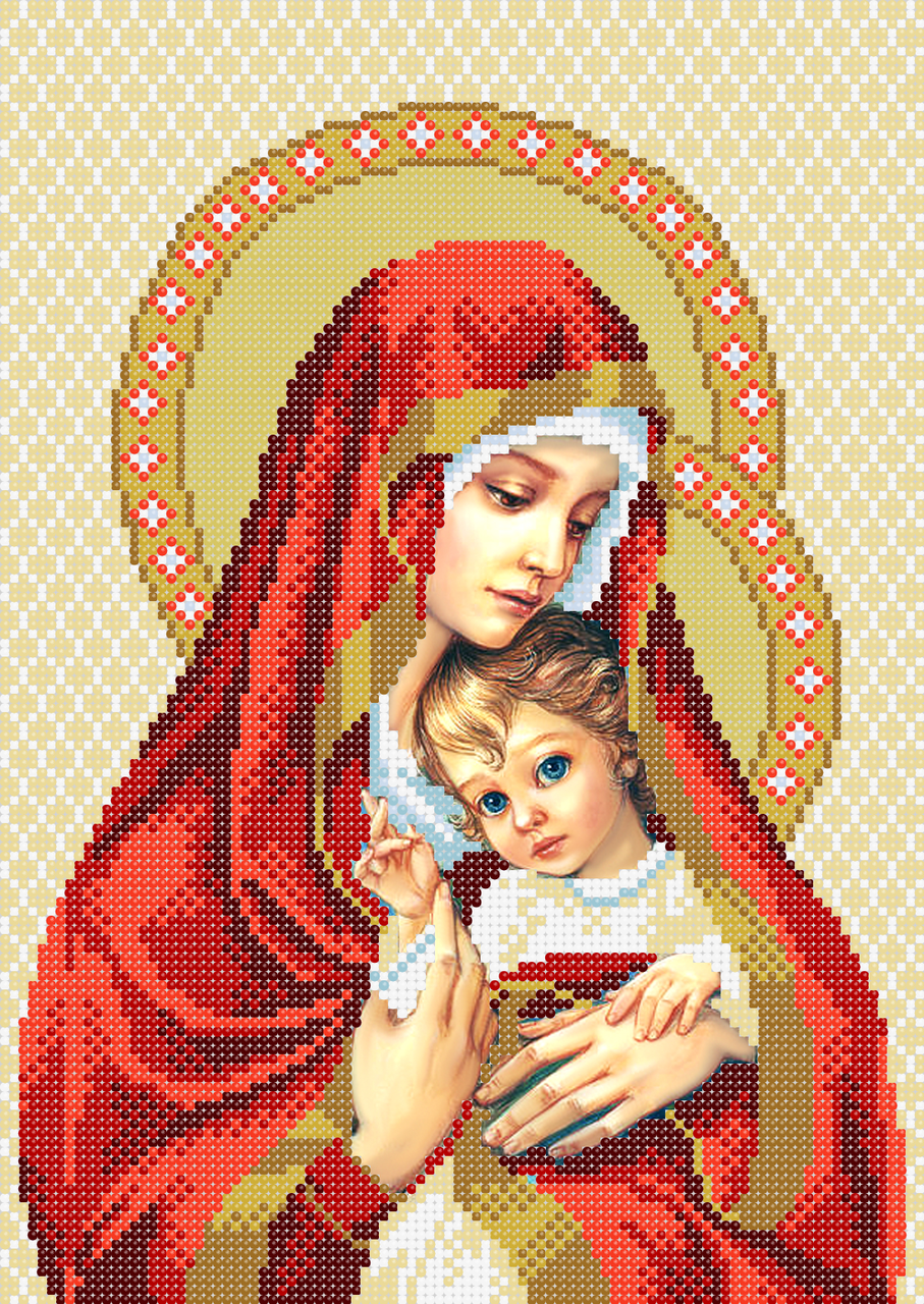 Схема для вышивки бисером Святая Мадонна с младенцем (1236238997А)