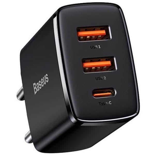 Пристрій зарядний мережевий Baseus Compact Quick Charger 2 Usb/1Type-C CCXJ-E01 30W Black