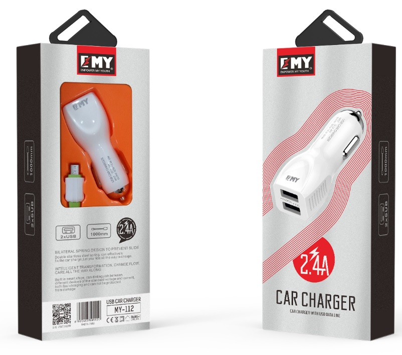 Набор зарядных устройств Emy MY-112 2в1 Lightning 2хUSB 5V 2,4A (26441824) - фото 2 Набор зарядных устройств Emy MY-112 2в1 Lightning 2хUSB 5V 2,4A (26441824) - фото 2