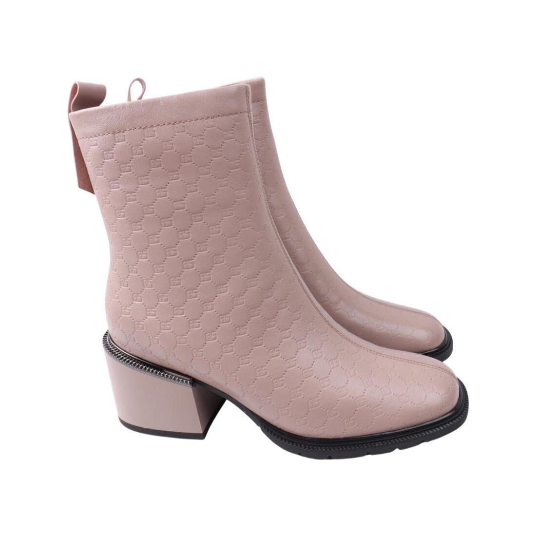 Ботильоны женские Molka из кожи р. 38 Пудровый (171-21DH)