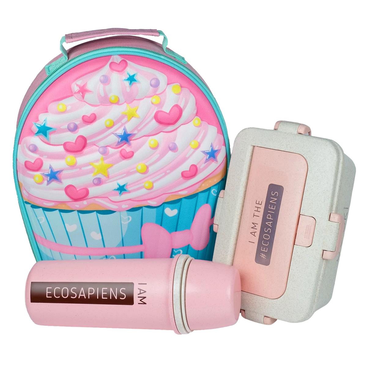 Ланч набор JookiCupcake Ecosapiens Розовый