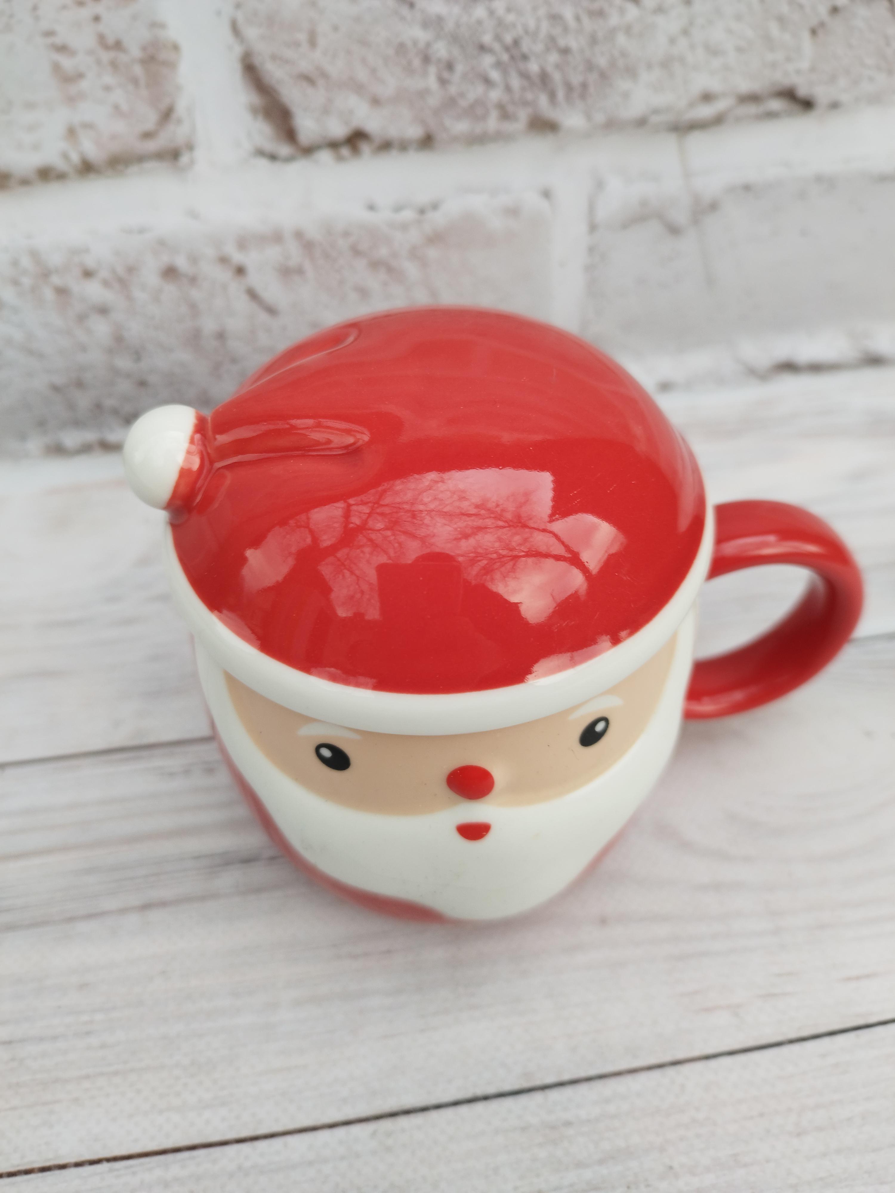 Кухоль Olens Морозко з кришкою керамічна 360 мл Червоний (O8030-218) - фото 2