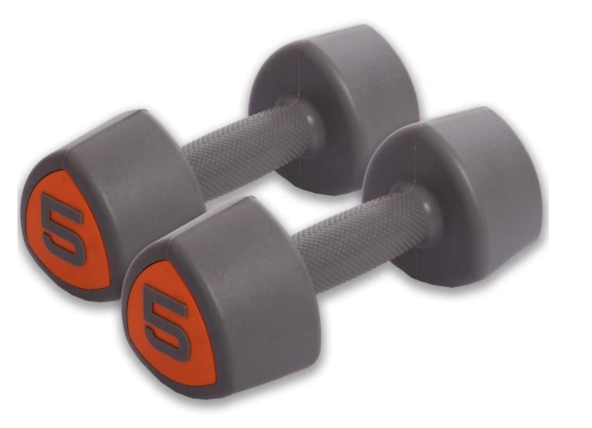 Гантели цельные с полиуретановым покрытием Record TA-0930-5 2 шт. по 5 кг Серый/Оранжевый