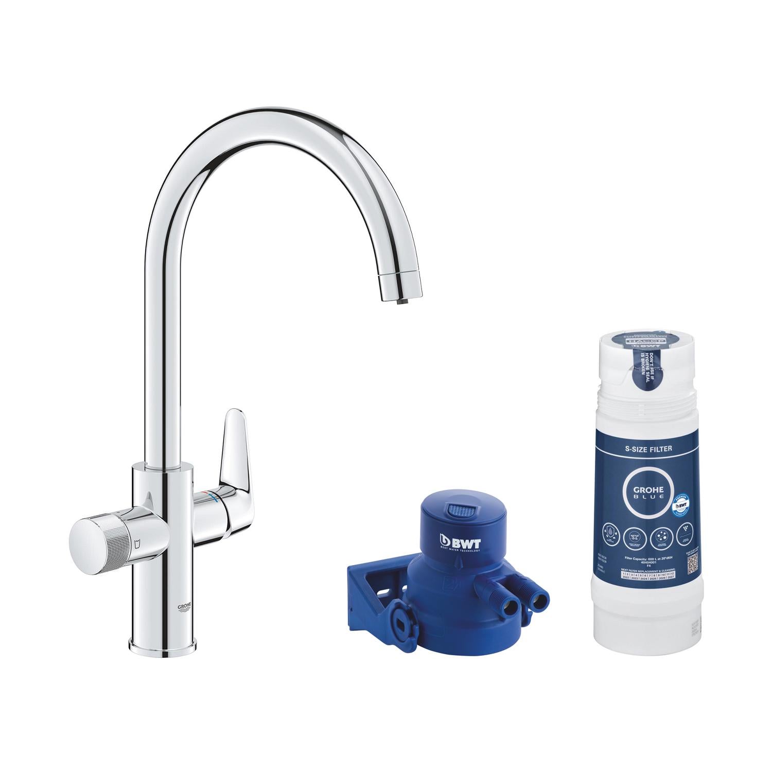 Смеситель для кухни Grohe Blue Pure StartCurve 30592000 с фильтром Blue S-Size 40404001 и головкой 64508001 (30594040)