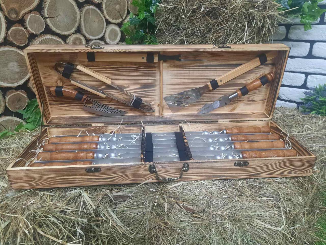 Набор шампуров Master с комплектом аксессуаров в деревянном кейсе 730х15х3 мм 8 шт. (12318163)