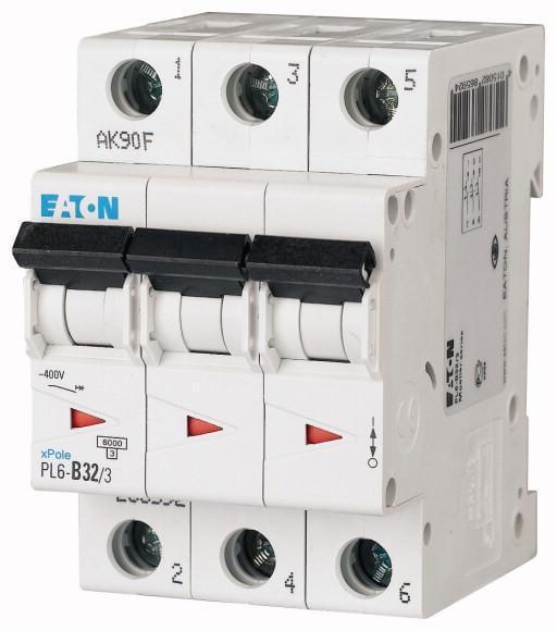 Автоматический выключатель Eaton Xpole PL6-C32/3 25А трехполюсный/кривая C/Iкз 6 кA (286604)