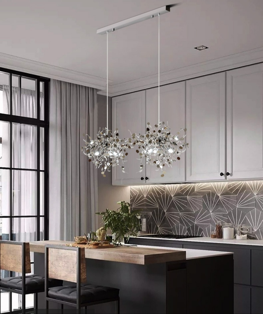 Светильник из гибких дисков металла на 2 подвеса Хром (M 219/2 CH)