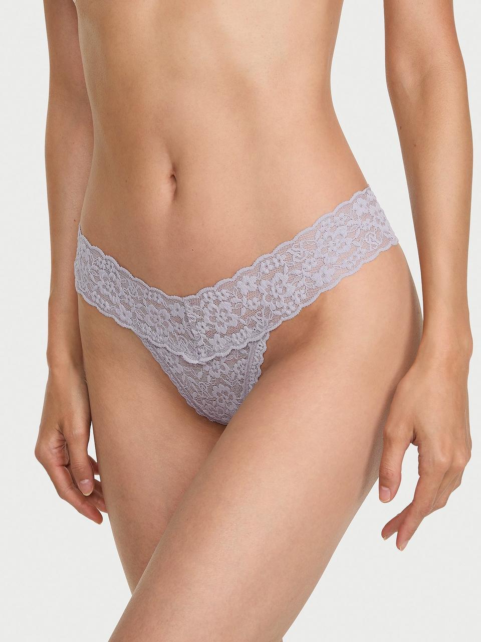 Трусики женские Victoria's Secret Lace Thong XS Серый (3161623151)