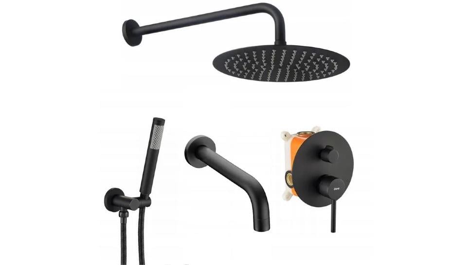 Душевой комплект скрытого монтажа Rea Lungo Черный (REA-P4112)