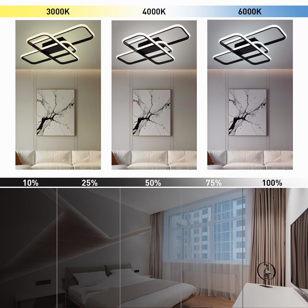 Люстра светодиодная смарт SVEN 3SQ 90 Вт 635x478x75 мм Черный - фото 4