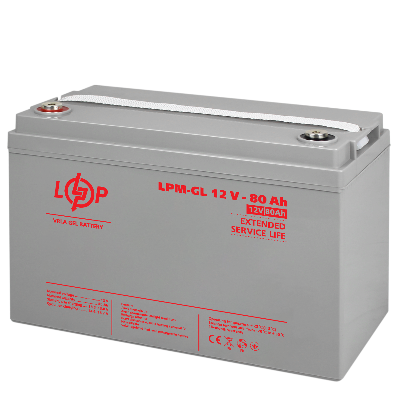 Аккумулятор гелевый LPM-GL 12V-80 Ah