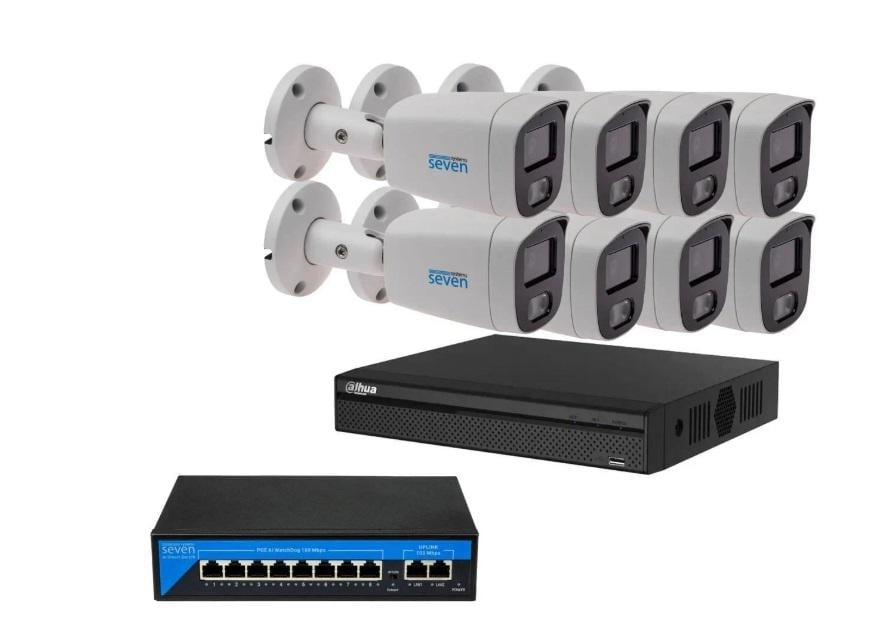 Комплект IP-видеонаблюдения Dahua DH-IP1128OW-5MP на 8 цилиндрических 5 Мп IP-камер Комплект IP-видеонаблюдения Dahua DH-IP1128OW-5MP на 8 цилиндрических 5 Мп IP-камер