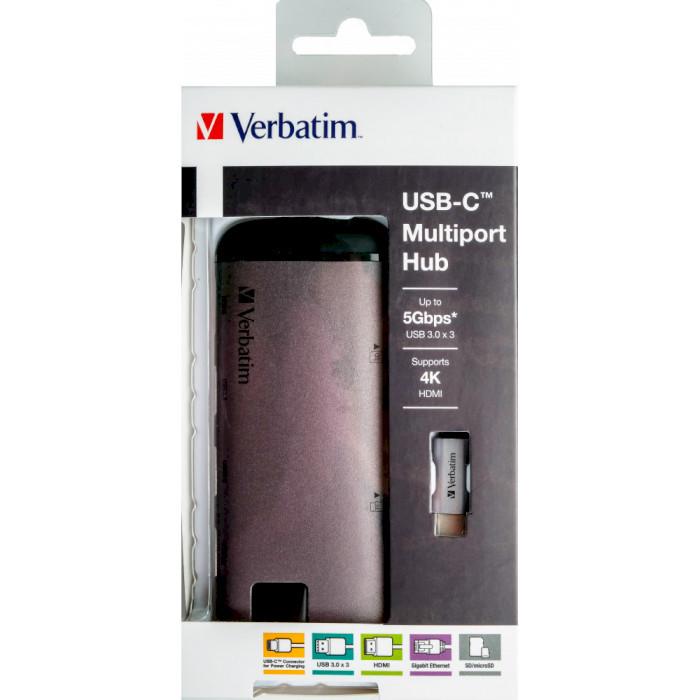 Концентратор Verbatim USB-C to U3,1G1/U3,0/HDMI/SD/mSD/RJ45 (49142) - фото 3