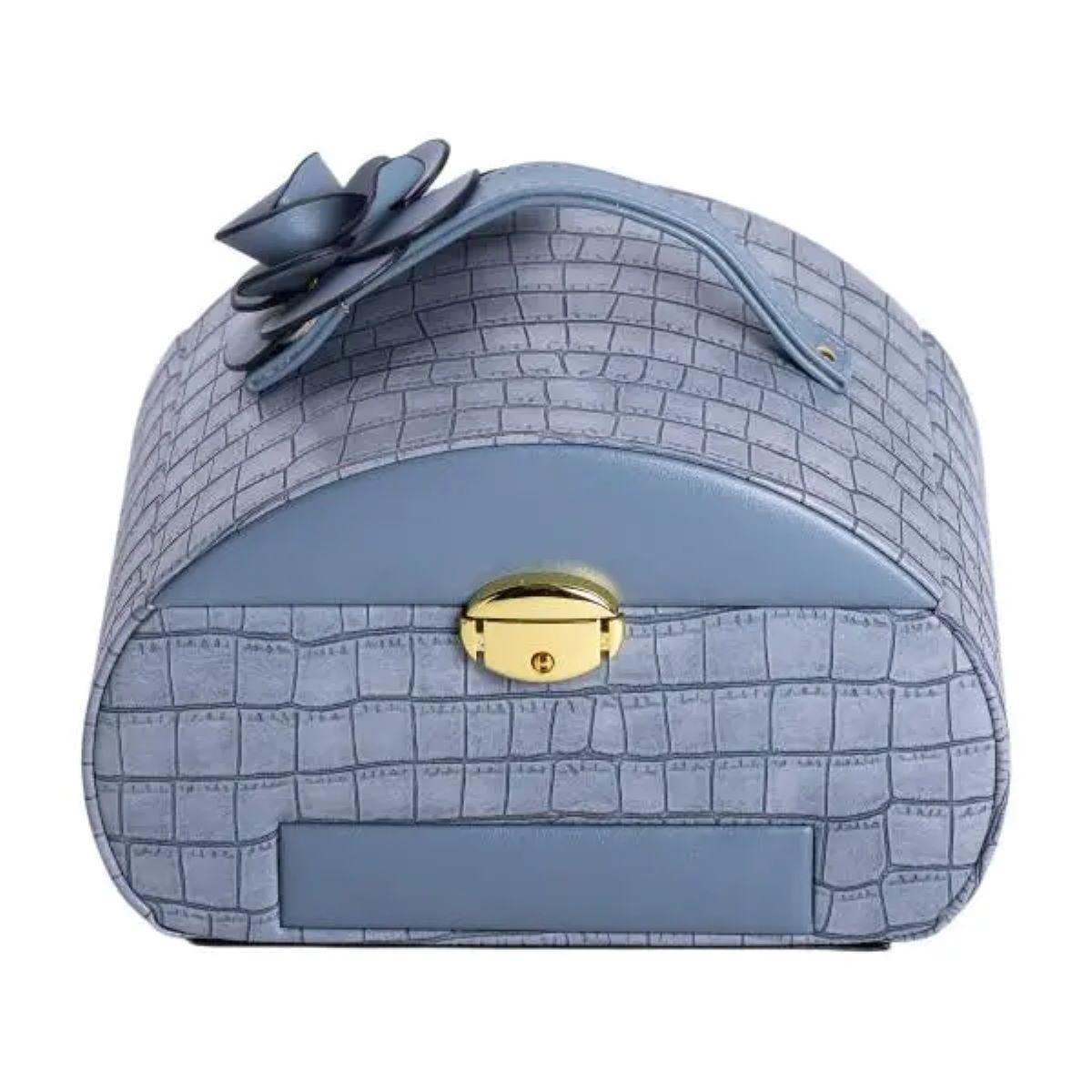 Шкатулка для украшений из экокожи 3 яруса с замком HP-5-21BL (A-033863)