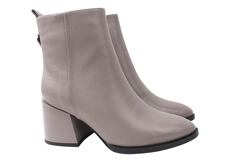 Ботильоны женские Molka из кожи на большом каблуке р. 38 Серый (127-21DH)