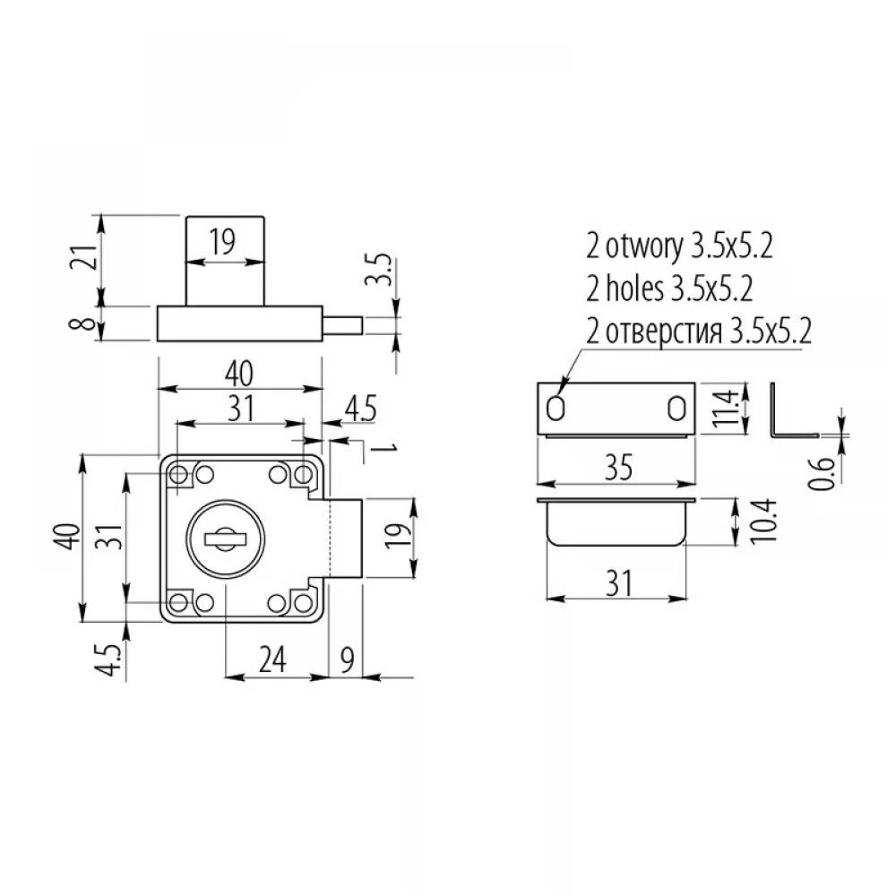 Меблевий замок GTV врізний 138 2 ключі Хром (ZM1302) - фото 2