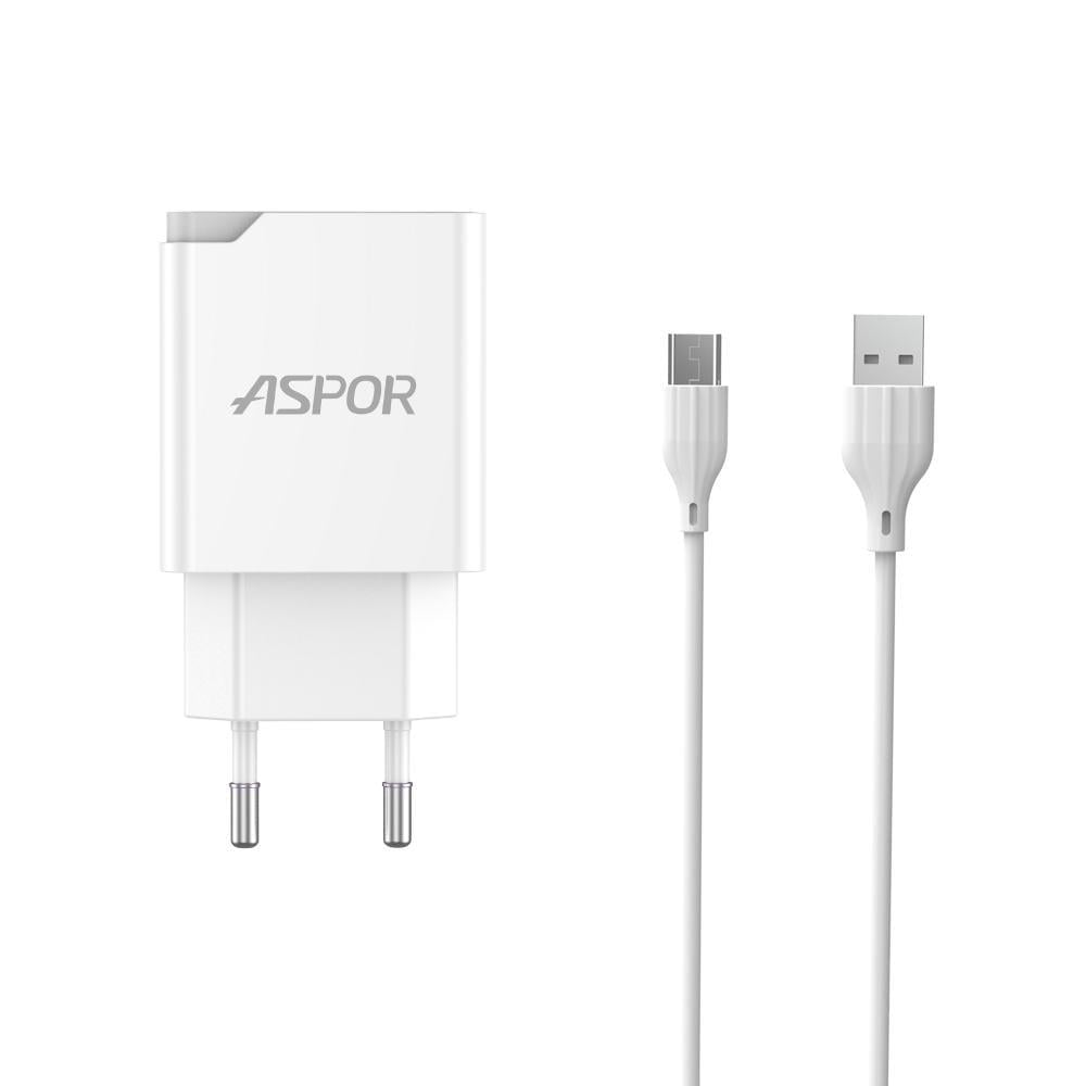 Зарядное устройство для телефонов Aspor A822 18W 1 USB QC3.0 кабель Type-C Белый (557-925078)