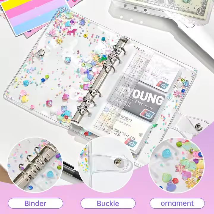 Блокнот-планер для грошей бюджету та зберігання фінансів з блискітками формат А6 Прозорий - фото 4 Блокнот-планер для грошей бюджету та зберігання фінансів з блискітками формат А6 Прозорий - фото 4