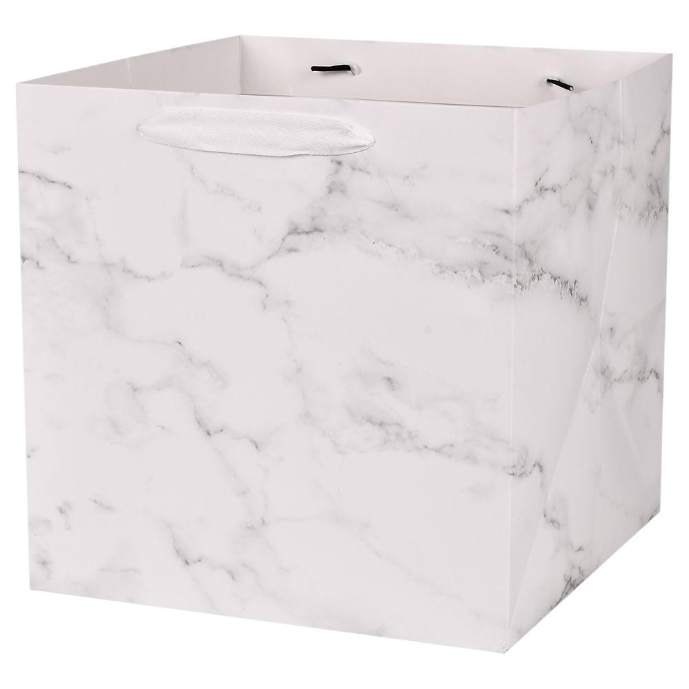 Подарочный пакет с принтом Marble R98831-L 30х30х30 см Белый (29596378)