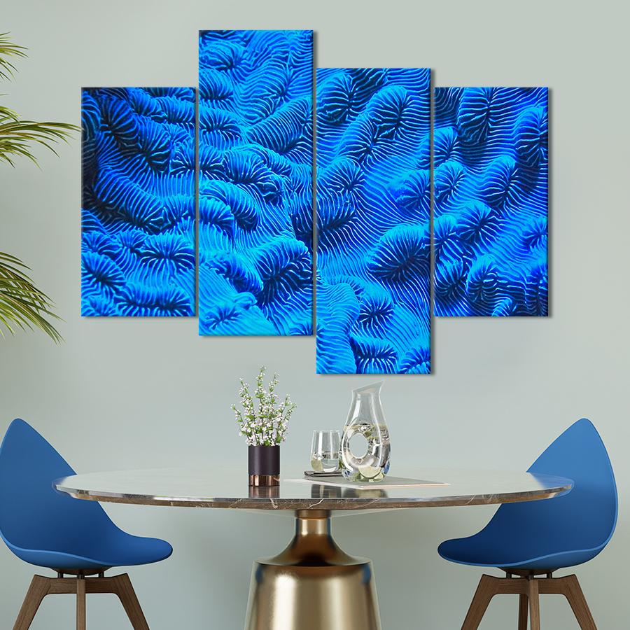 Картина Абстрактный коралловый риф синего цвета 129x90 см (A902-4)