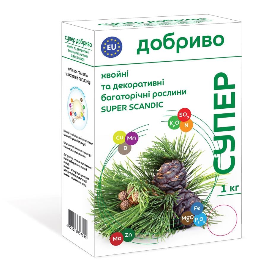 Супер-удобрение Сімейний сад SUPER SCANDIC для хвойных и декоративных многолетних растений 1 кг