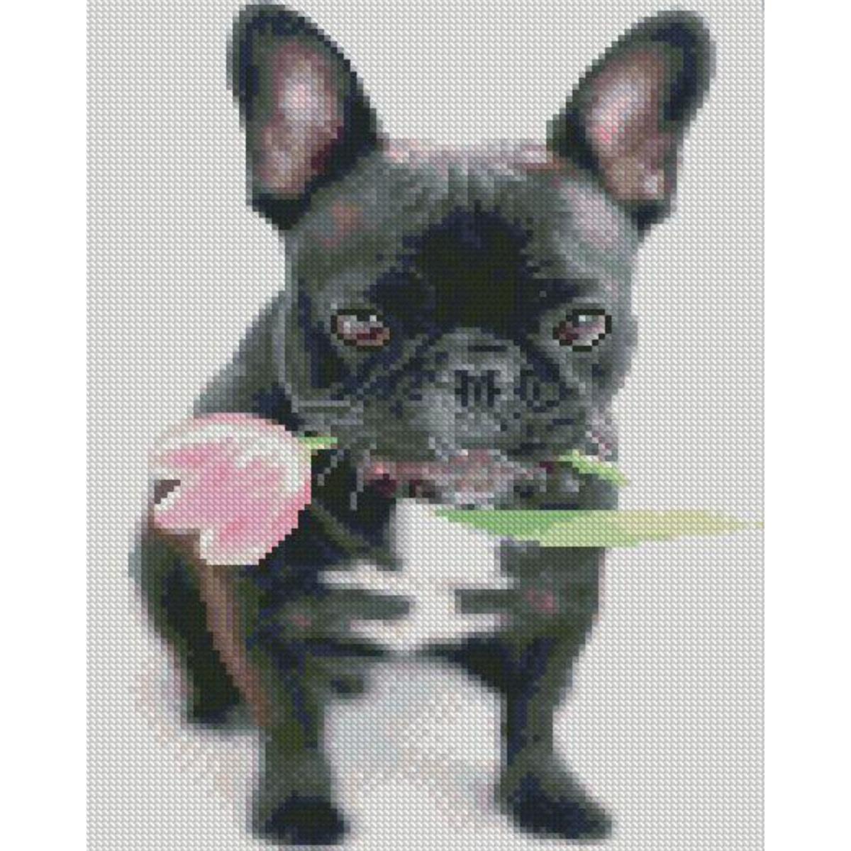 Алмазная мозаика Strateg Премиум Французский бульдог 30x40 см (HX456)