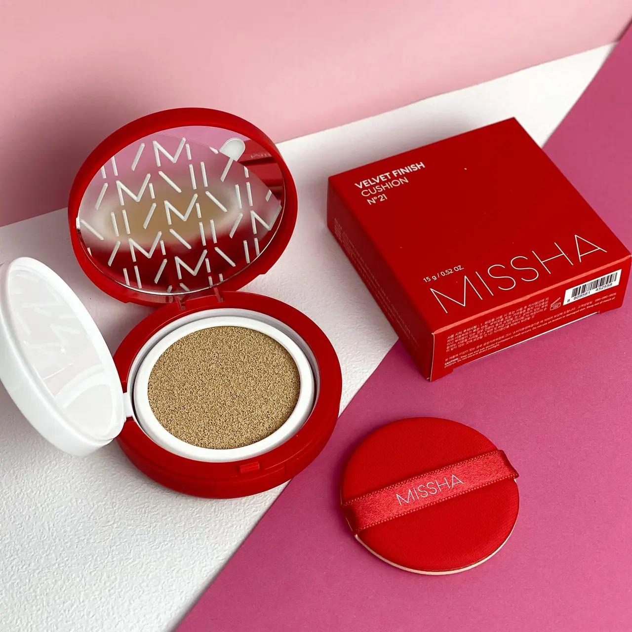 Тональный кушон для лица с матовым финишем MISSHA Velvet Finish Cushion SPF50+/PA+++ №21 15 мл (8809581452558) - фото 5