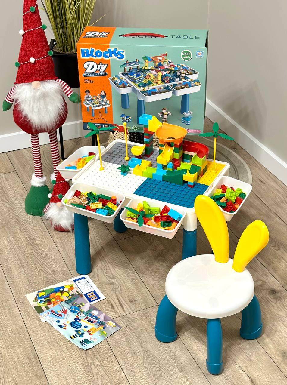 Столик детский игровой 6в1 с конструктором 262 дет. и стульчиком (2638535422)