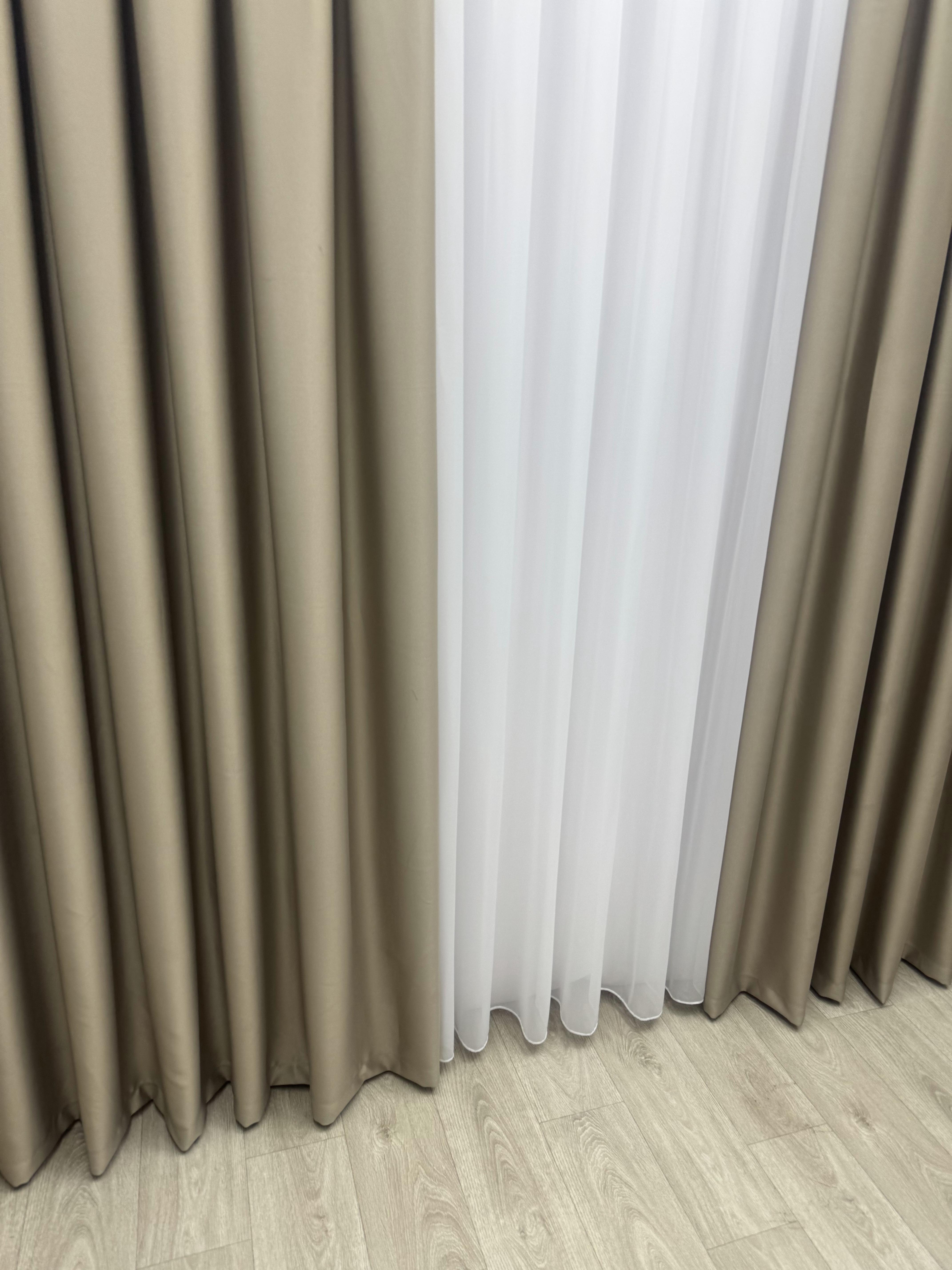 Штора блекаут на тесьме 6 см 150х260 см Капучиновый (11861539) - фото 7