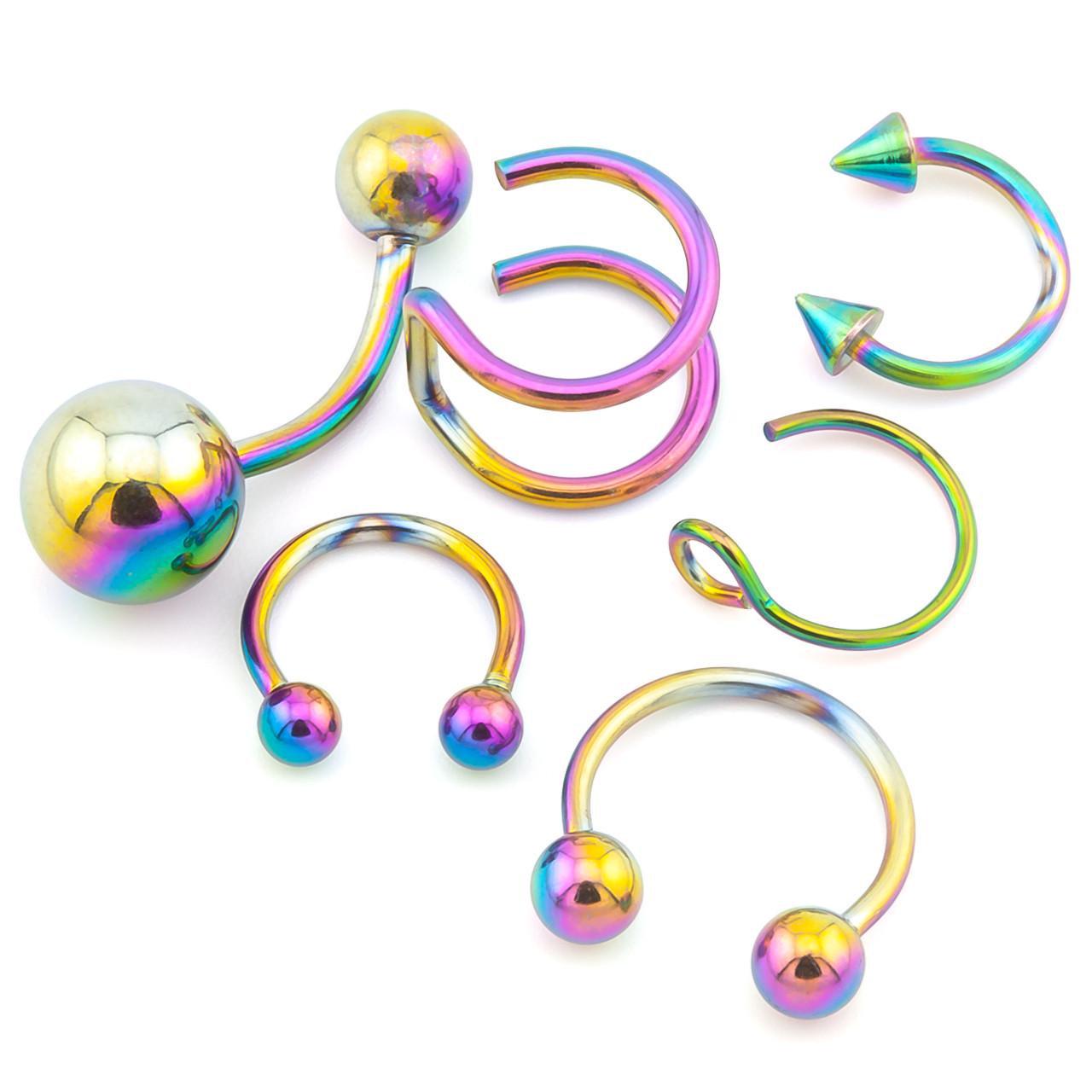 Набор подарочный пирсинга металлического 6 шт. Разноцветный (НП1107п05)