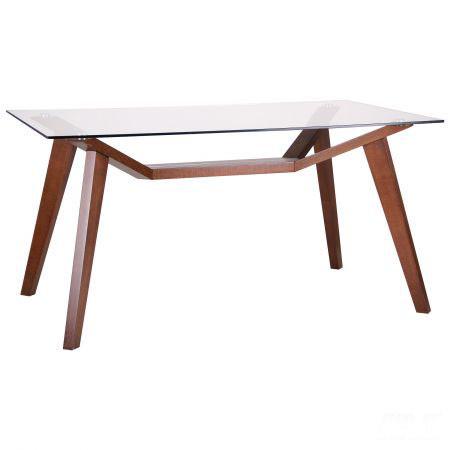Стіл обідній Мертон прозоре скло Світлий-горіх (521240)