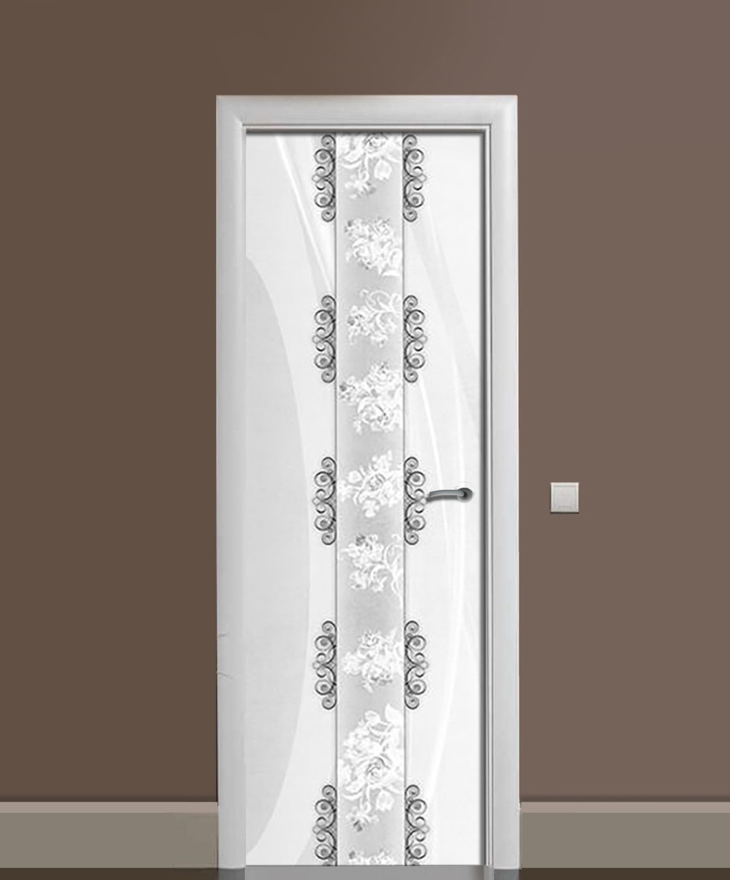 Наклейка 3D на двери Zatarga Монохромная виньетка 650х2000 мм виниловая (1323448121)