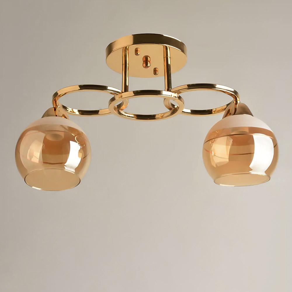 Люстра потолочная Light House SH-19341/2A FG E27х2 450х150х230 мм Золотой/Медовый