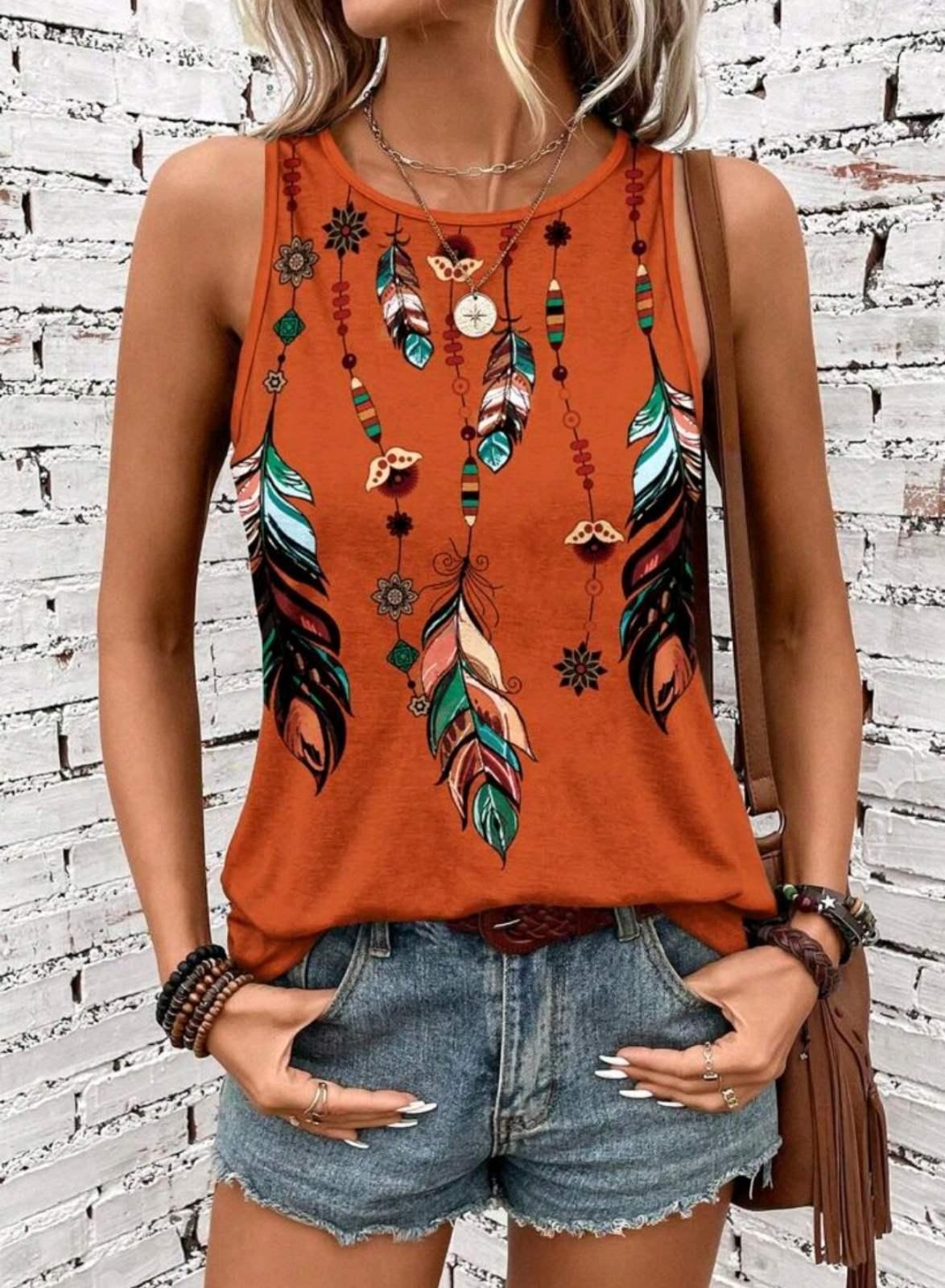 Майка женская Feathers с перьями M/L Оранжевый/Разноцветный (27304017) - фото 2 Майка женская Feathers с перьями M/L Оранжевый/Разноцветный (27304017) - фото 2