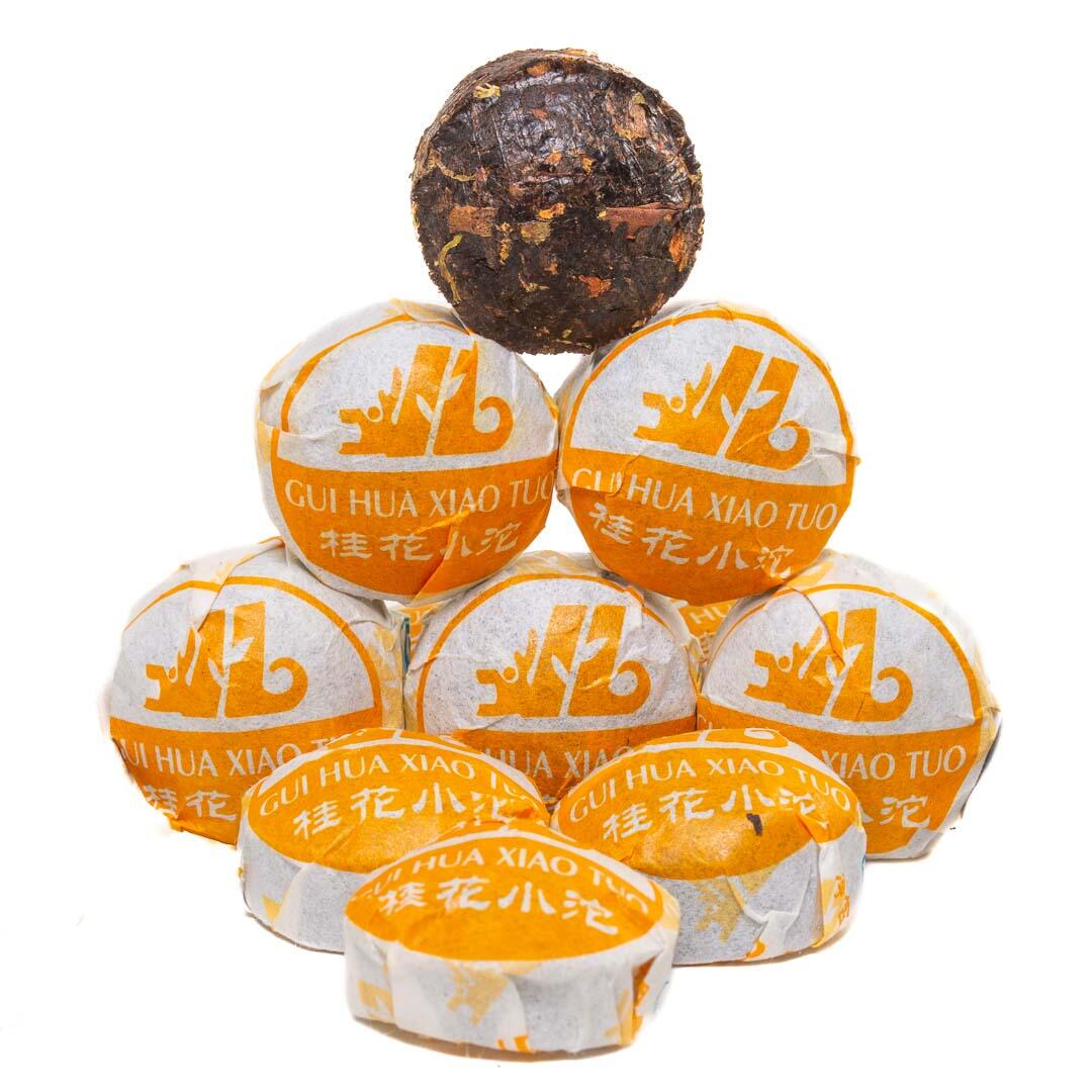 Чай Шу Пу Эр Цзин Лун Османтус миниточа с цветочками коричного дерева 7 г 10 шт.