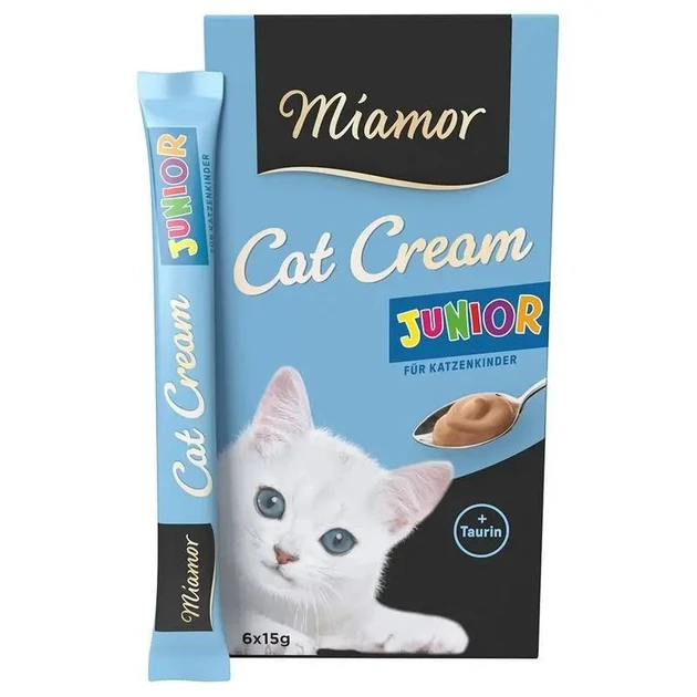 Ласощі для котів Miamor Cream JUNIOR делікатесні з м’ясом птиці і таурином 6 стіків х 15 г