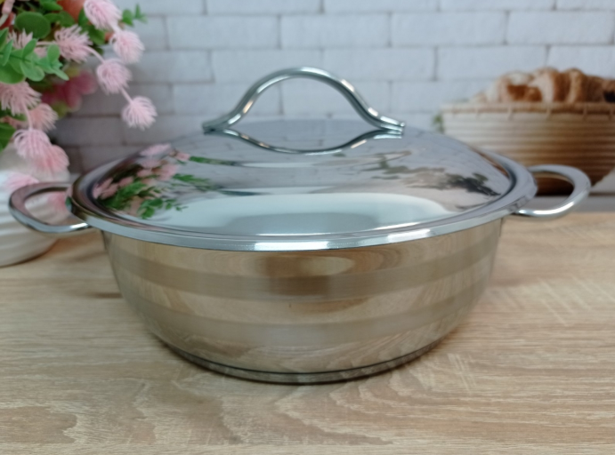 Кастрюля-сотейник OMS из нержавеющей стали с крышкой для газа и индукции 2,8 л (2006-2.8)