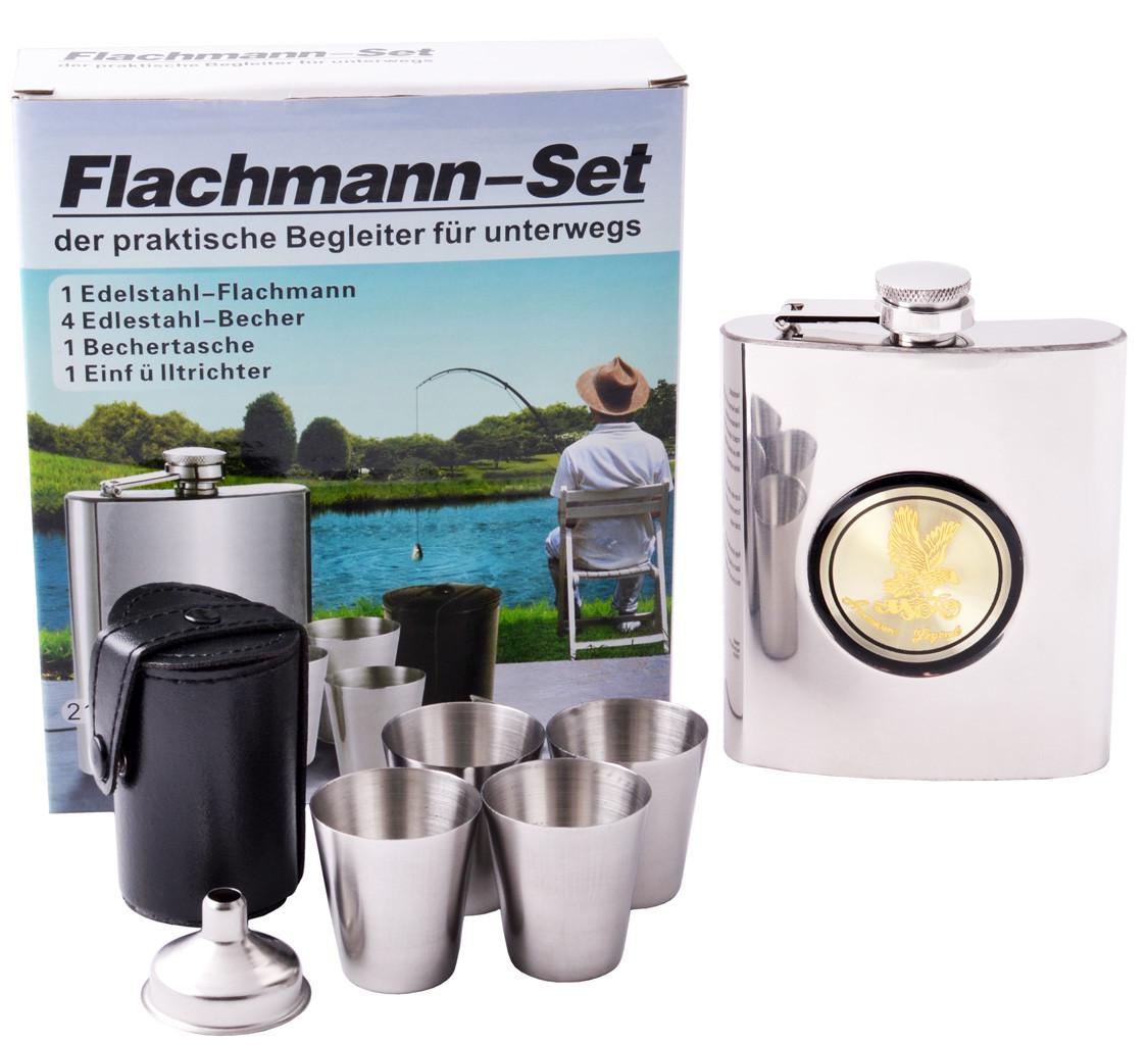 Набор фляга и 4 стопки Orleon 210 мл Нержавеющая сталь