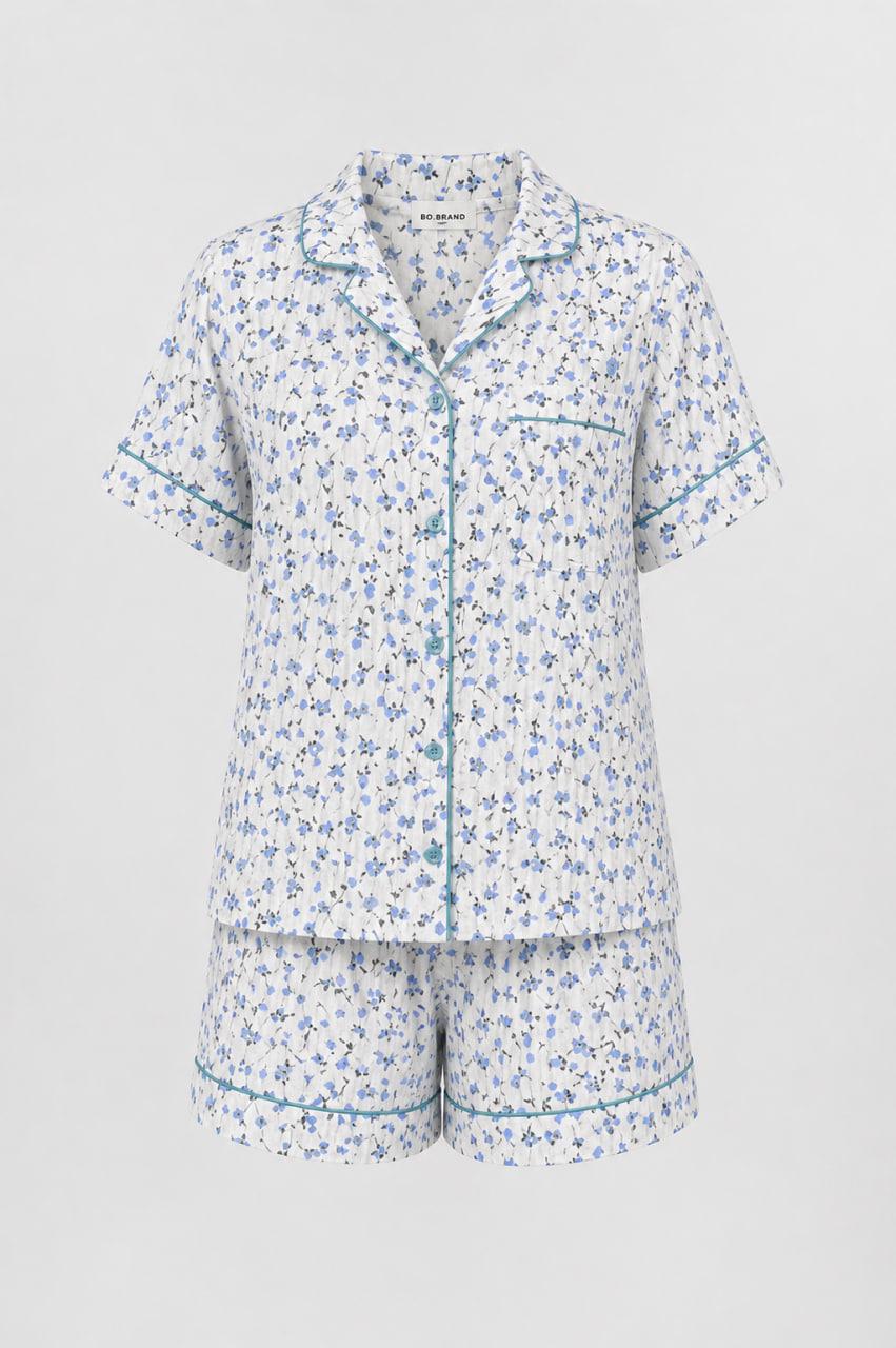 Піжама жіноча муслінова BO.Brand Flowers S Blue (32920)