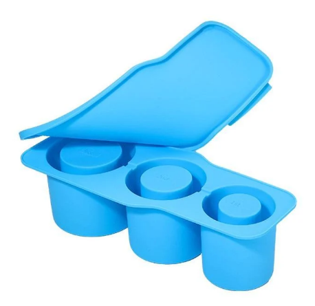 Форма для льоду силіконова Стопки з кришкою 3 комірки Блакитний (Е051586)