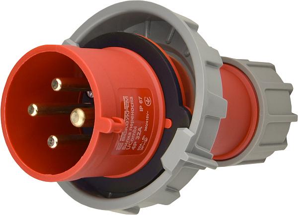 Силова вилка АСКО-УКРЕМ UCombi 3P+PE 32А 415 В переносна IP67 поліамід Червоний (A0080010109)