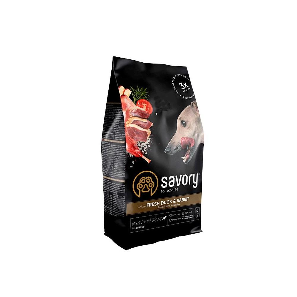 Корм сухой Savory для собак всех пород со свежей уткой и кроликом 1 кг (30167)