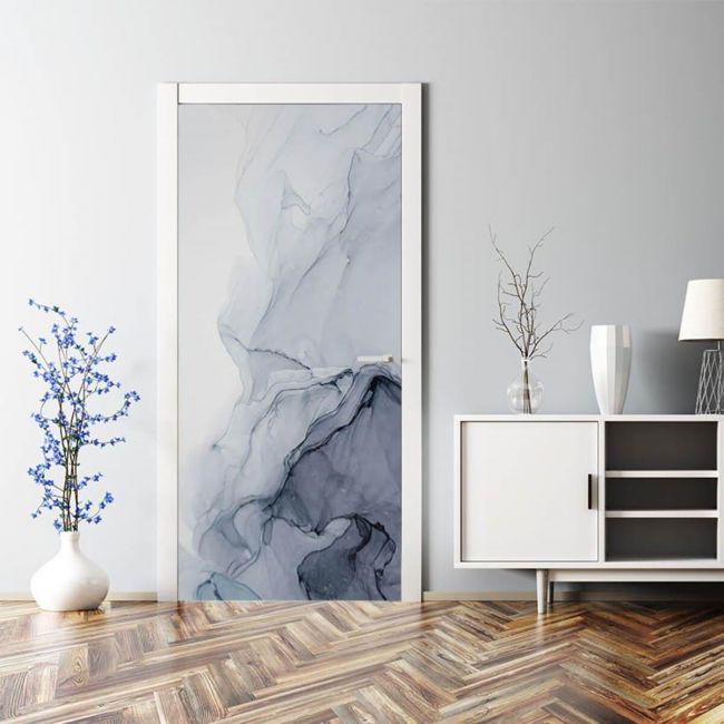 Наклейка интерьерная на двери Sticker Wall SW-00000983 Мрамор 104х210 см Белый с черным