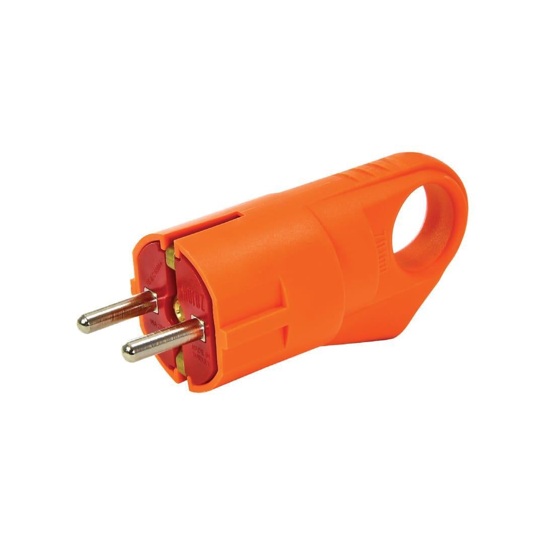 Вилка кутова з вушком з заземленням каучукова (300-001-806)