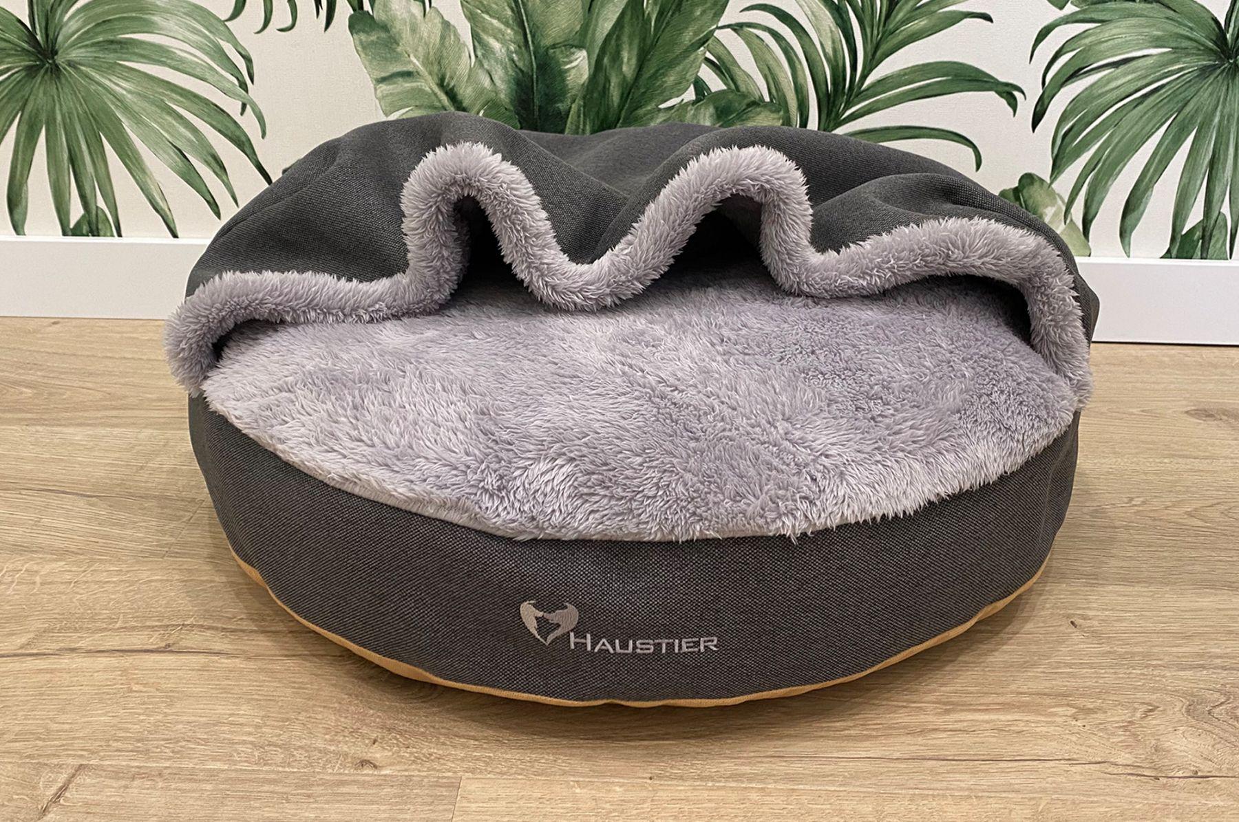 Лежак для собак та котів Haustier Lounge Gray з капюшоном XS 50см (B10-4-059)